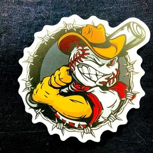 Baseball & Barb Wire Single Decor Accent Waterproof Sticker